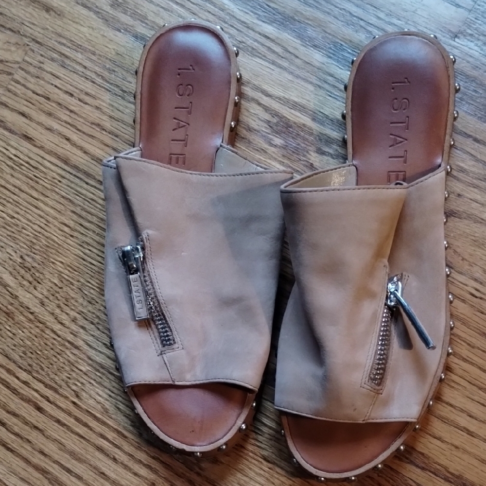 1. State Tan Mules with Zipper Detail - Picture 4 of 15